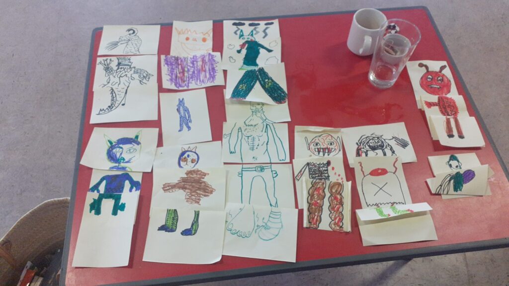 Various depictions of the monster giant Grendel; as imagined and drawn by 23rd Manchester Beavers, Cubs and Scouts.